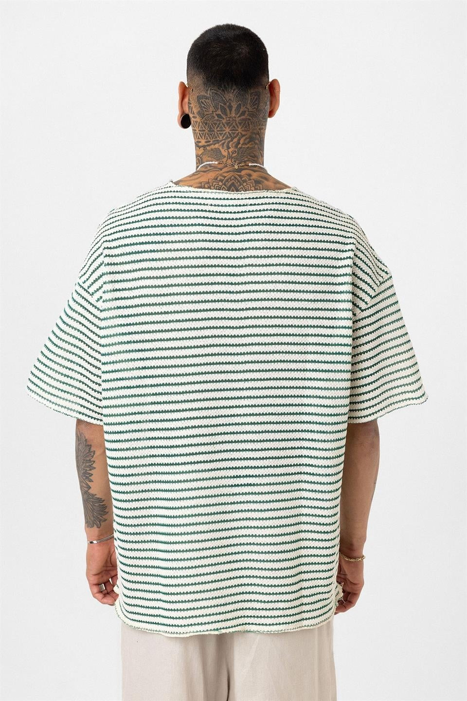Striped Oversized Knit T-Shirt 30-773
