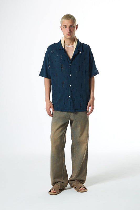 Oversized Knitted Shirt with Holes