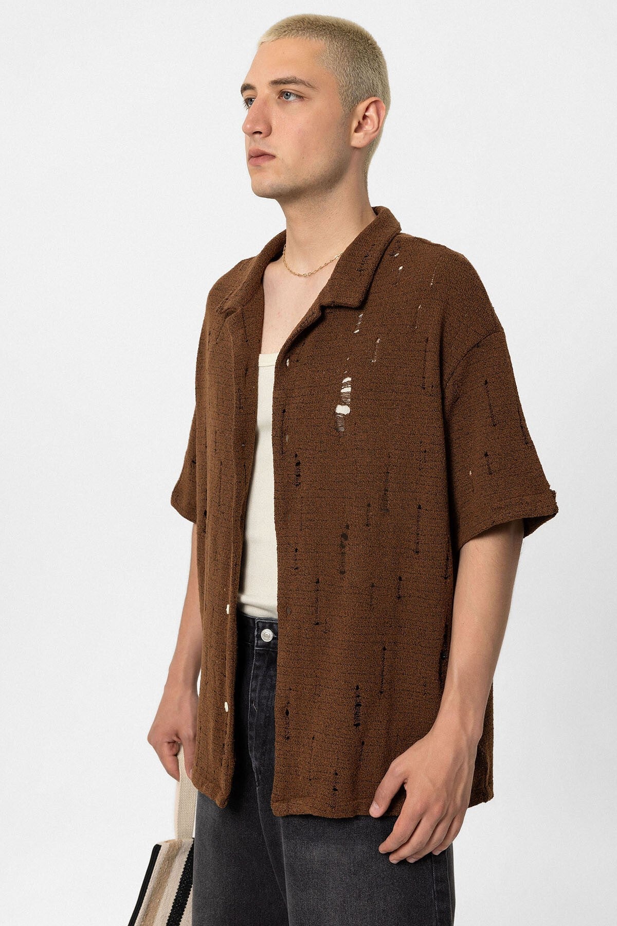 Oversized Knitted Shirt with Holes