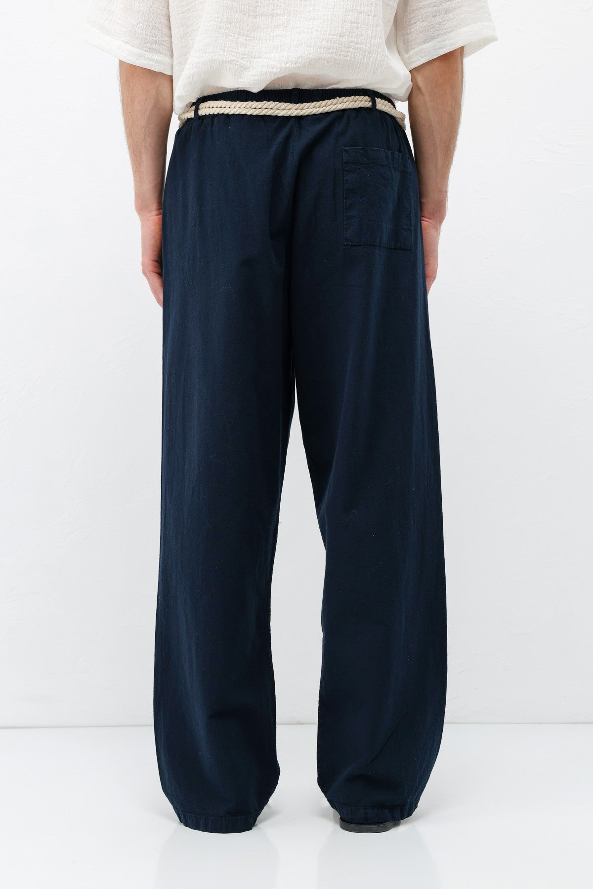Oversized Linen Pants with Detailed Belt