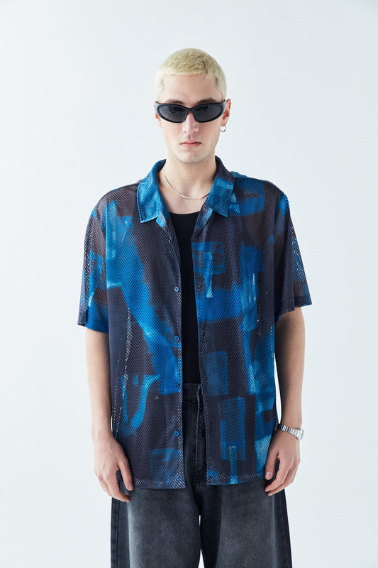 Patterned, Ribbed Oversized Shirt