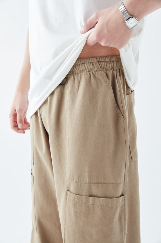 Baggy Linen Pants with Side Pocket Detail