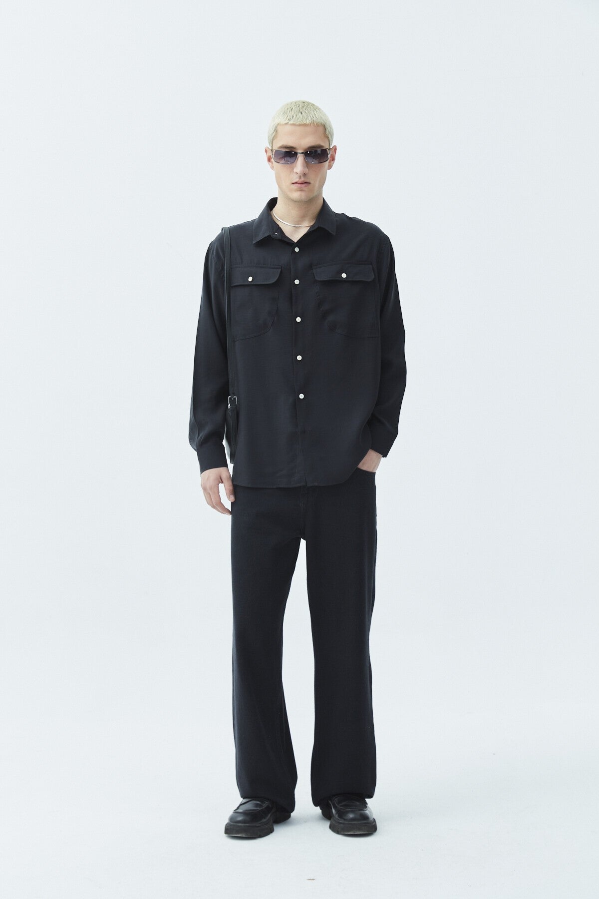 Long-Sleeve Modal Shirt with Double Pockets
