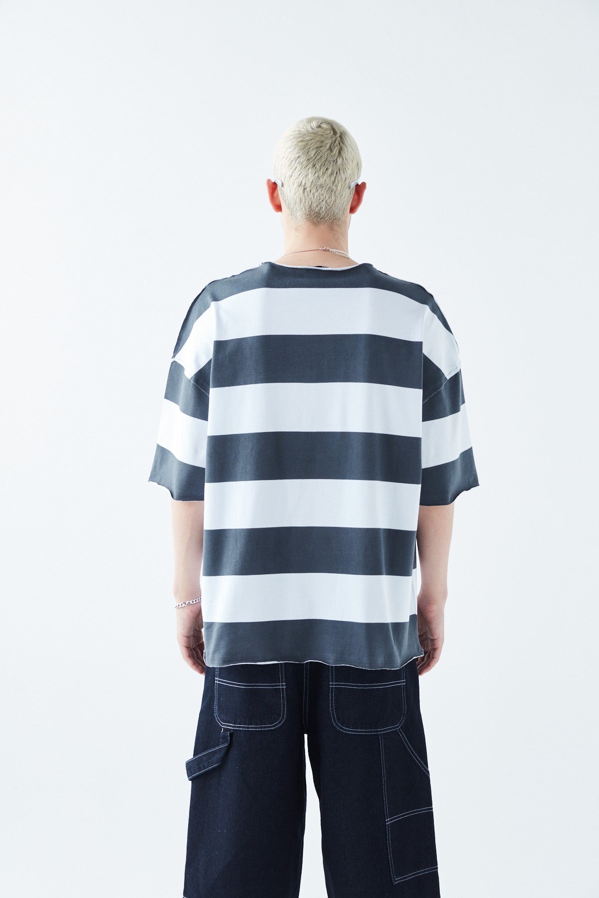 Oversized 100% Cotton T-Shirt with Digital Print Stripes