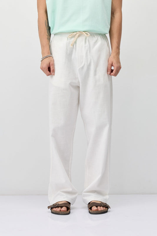 Lace-Up Baggy-Fit Linen Pants