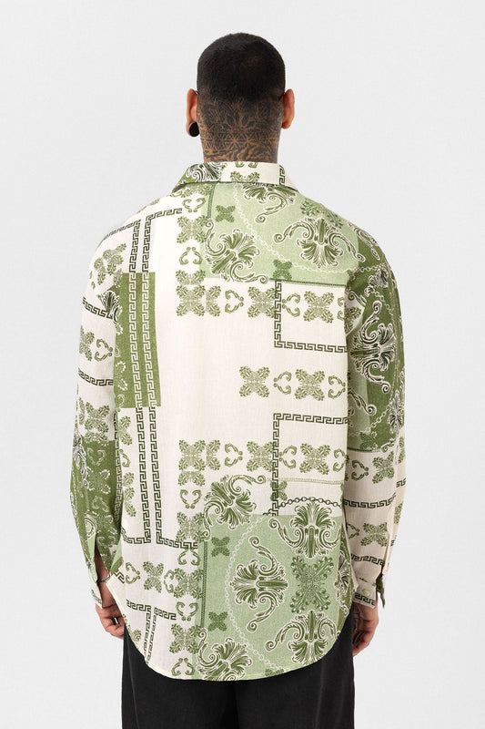 Oversized Shirt with Ethnic Patterns