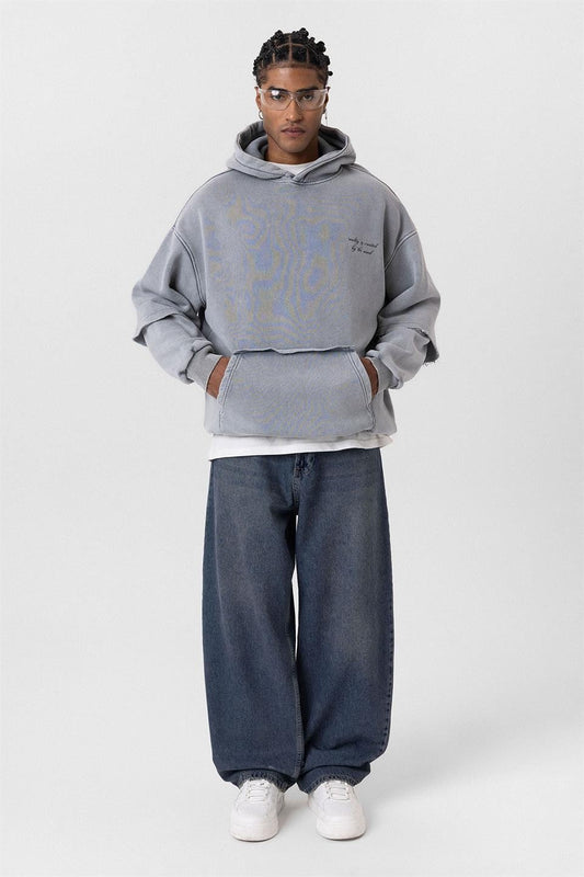 Oversized Printed Sweatshirt with Sleeve Details