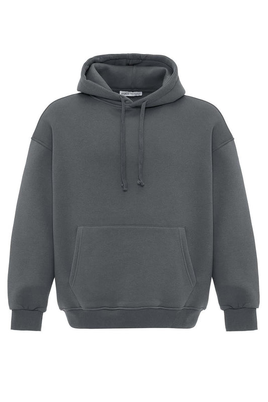 Basic Oversized Hooded Sweatshirt with Pockets