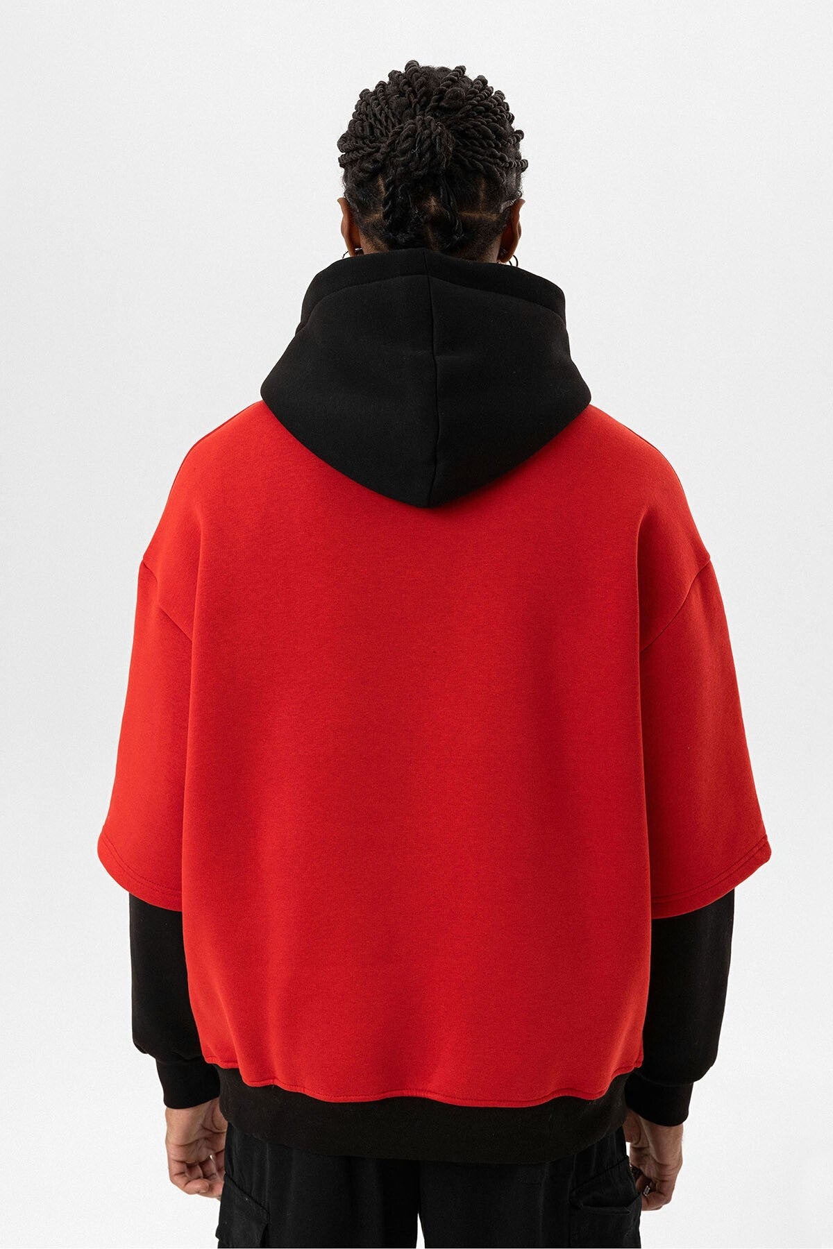Oversized Sweatshirt with Printed Double-Sleeve Detail