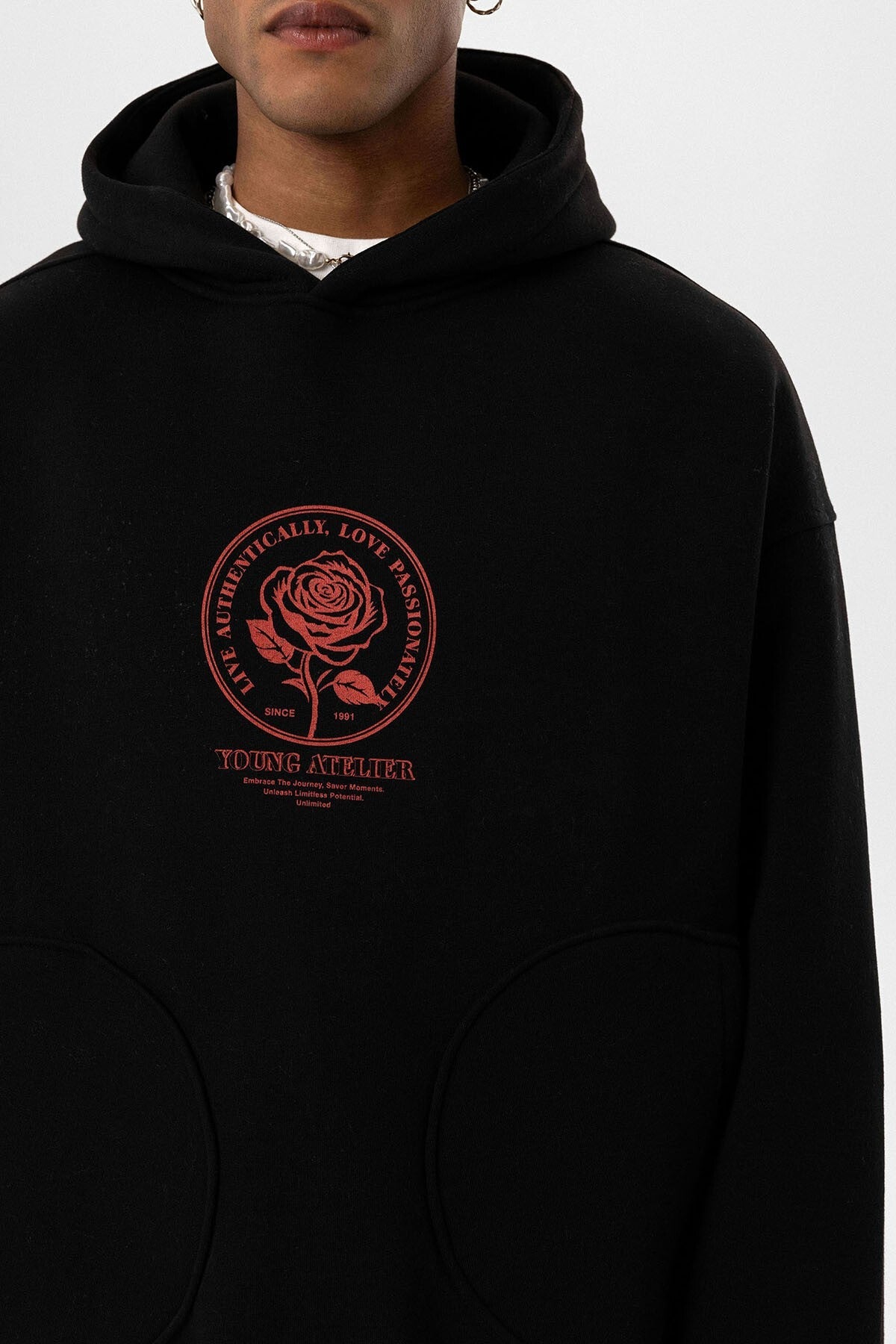 Oversized Sweatshirt with Detailed Pocket Print
