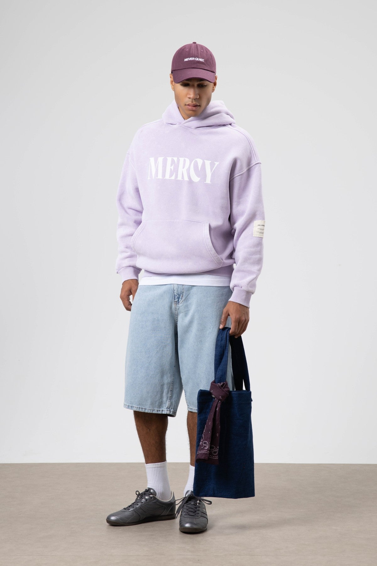 Oversized Sweatshirt with Card-Print Detail and Washed Finish