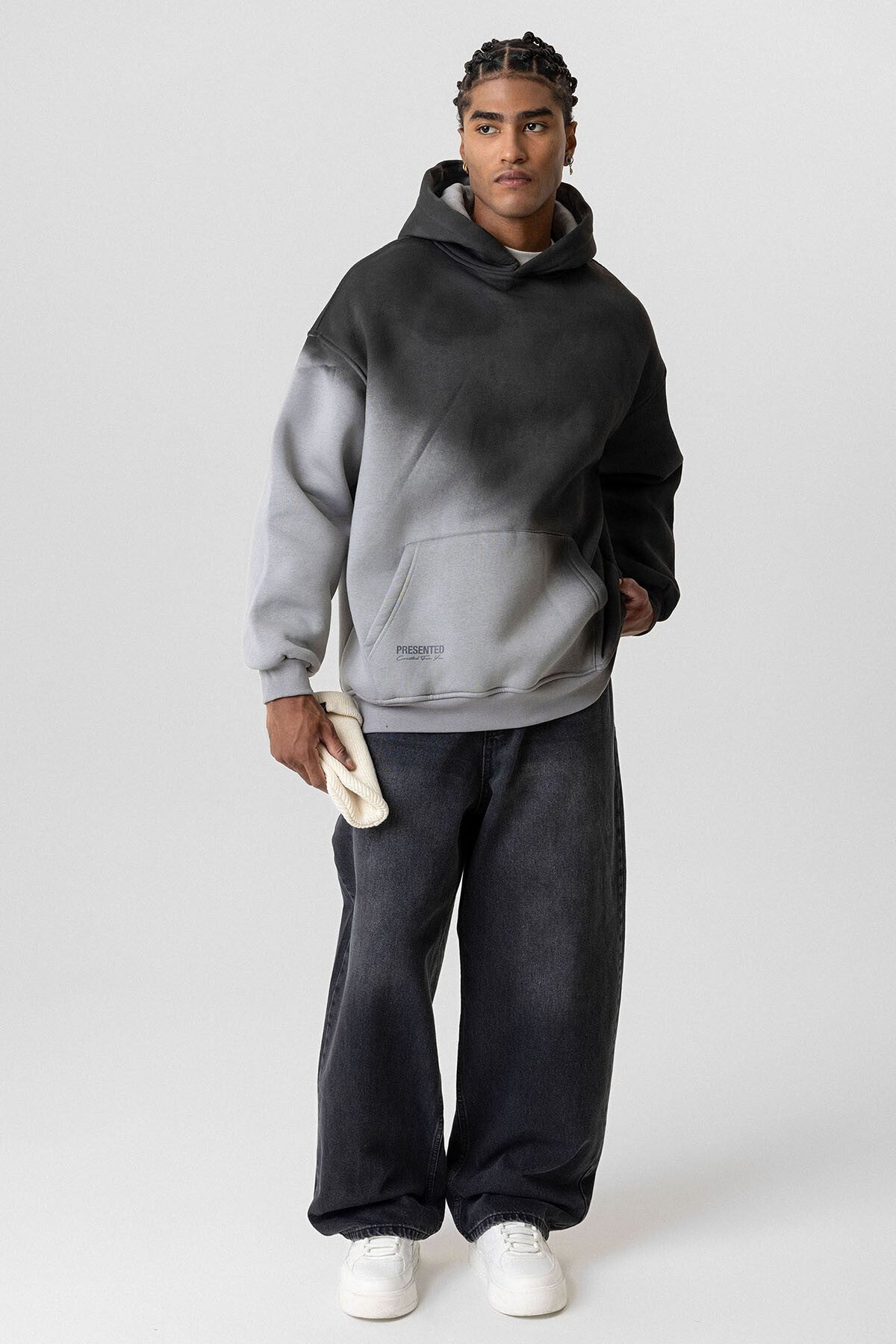 Oversized Hooded Sweatshirt with Color Gradient