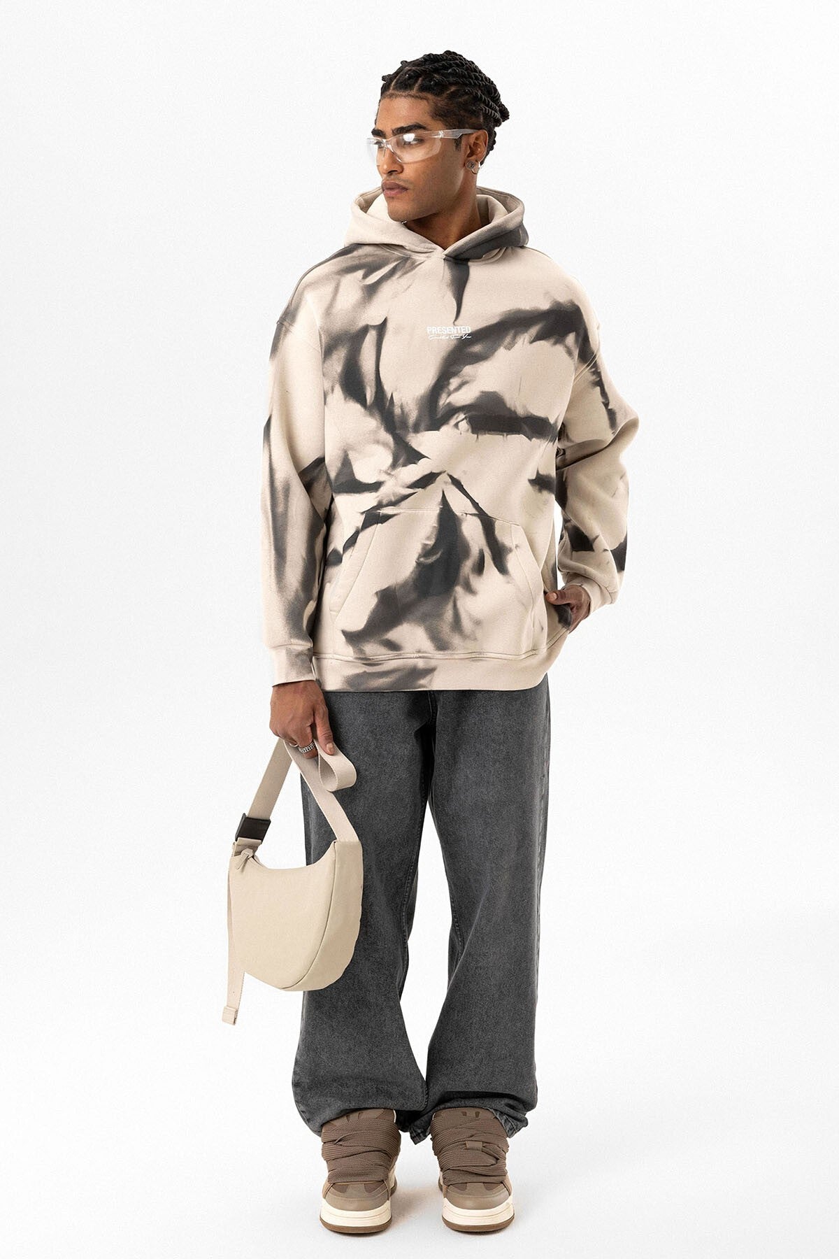 Color-Detailed Oversized Hooded Sweatshirt