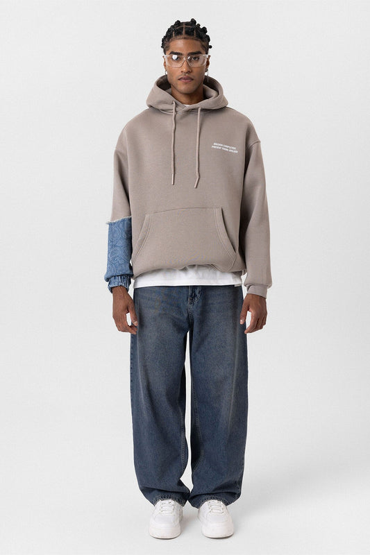 Oversized Hooded Sweatshirt with Sleeve Details