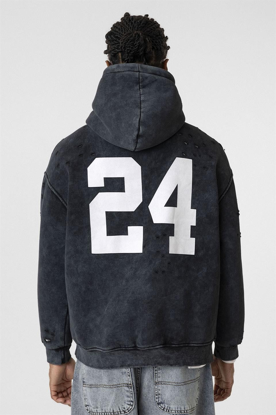 Washed Print Detailed Oversized Sweatshirt