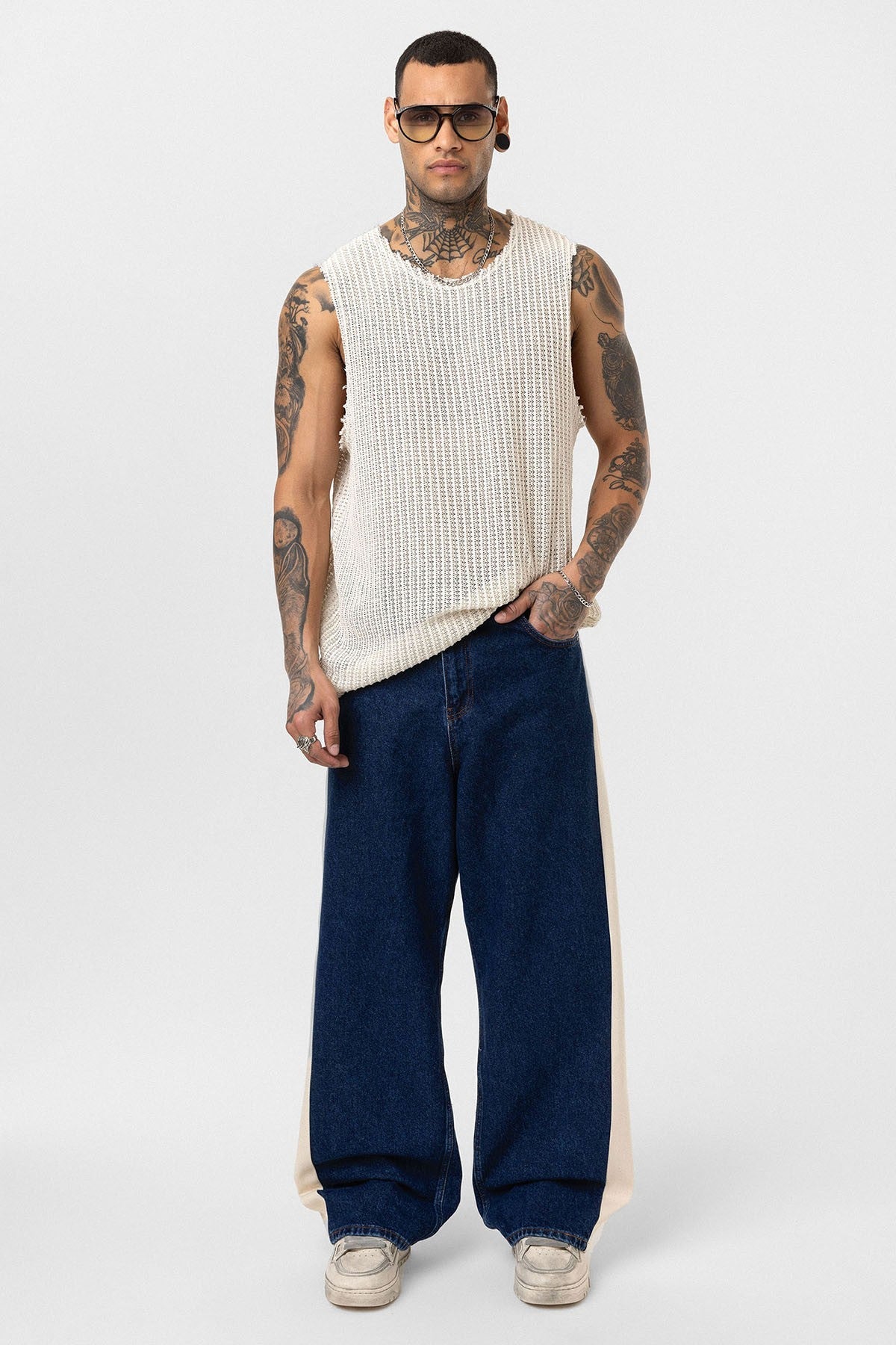 Baggy-Fit Jeans with Side Stripes