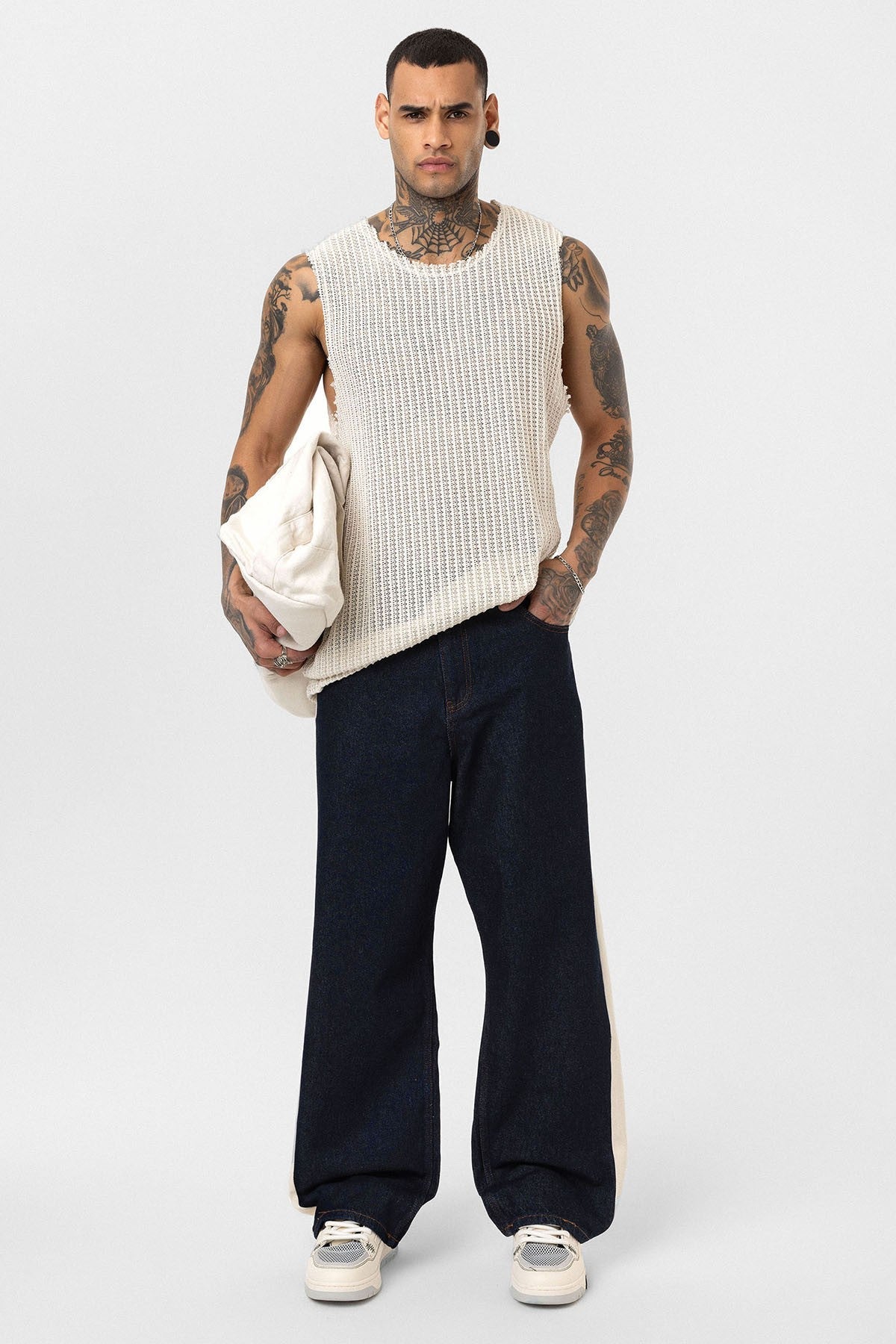 Baggy-Fit Jeans with Side Stripes