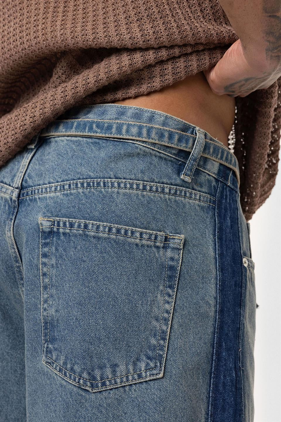 Baggy Jeans with Detailed Belt Straps