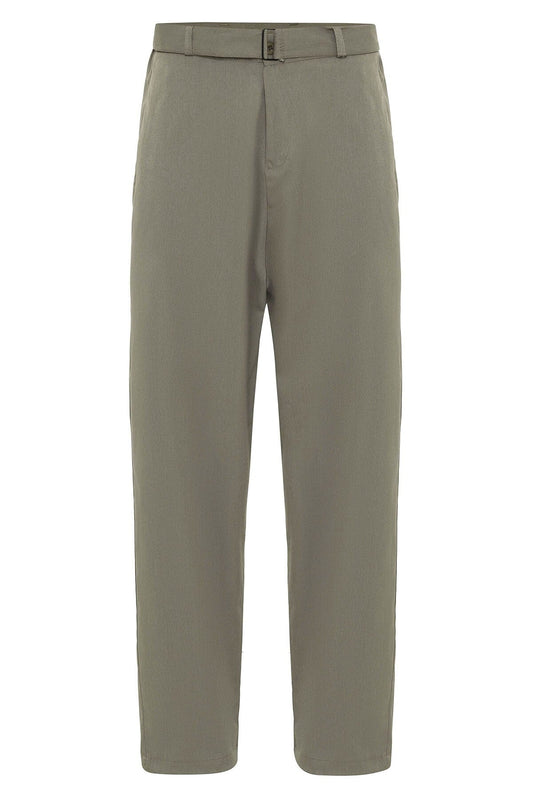 Arched-Waist Baggy Fabric Pants