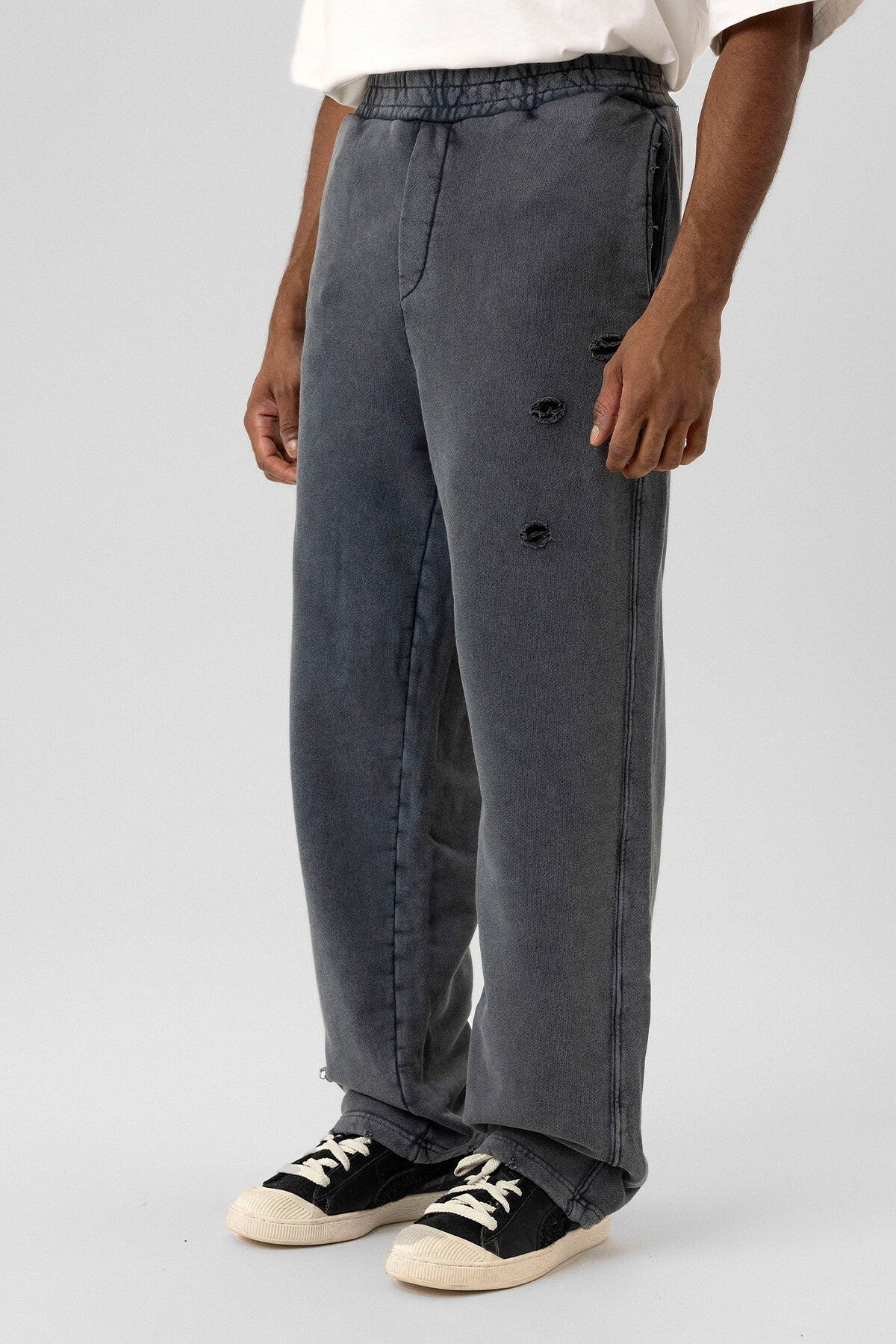 Premium Washed Oversized Sweatsuit Set with Ripped Details
