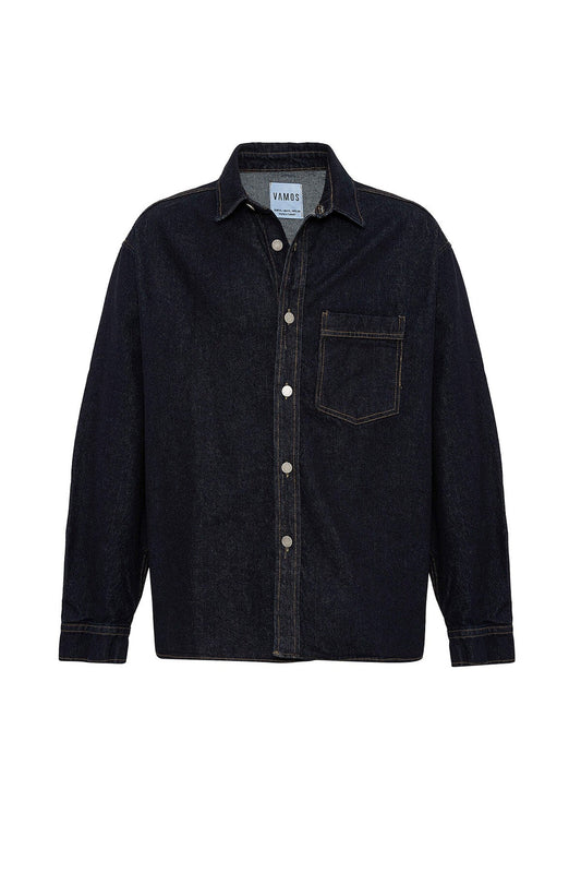 Oversized Denim Jacket with Detailed Pockets