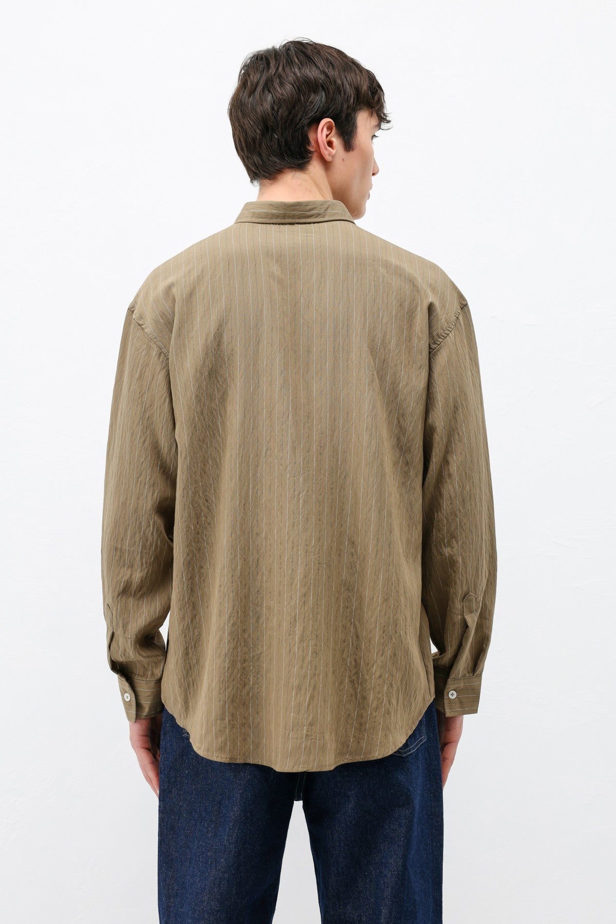 Oversized Shirt in Striped Lyocell Fabric