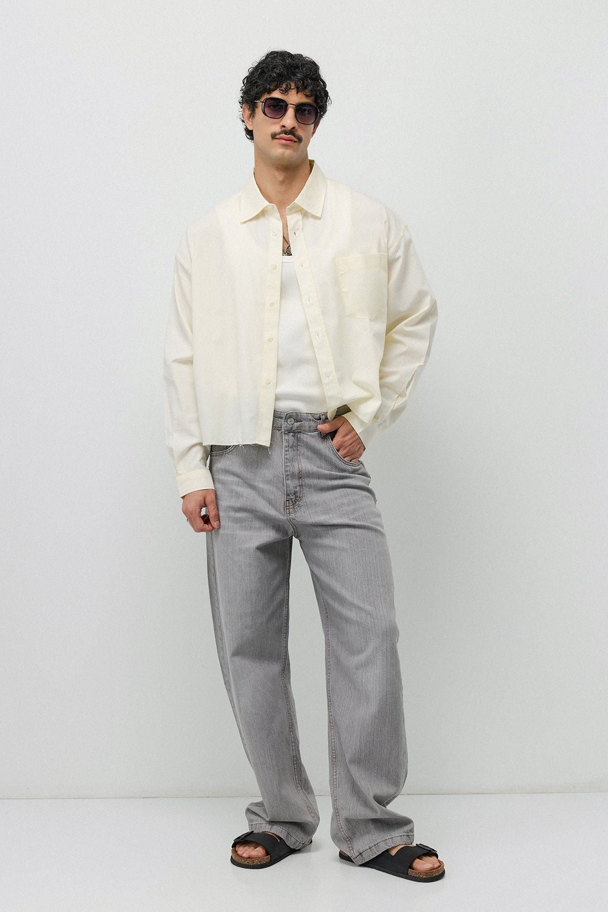 Linen Boxy Fit Crop Shirt