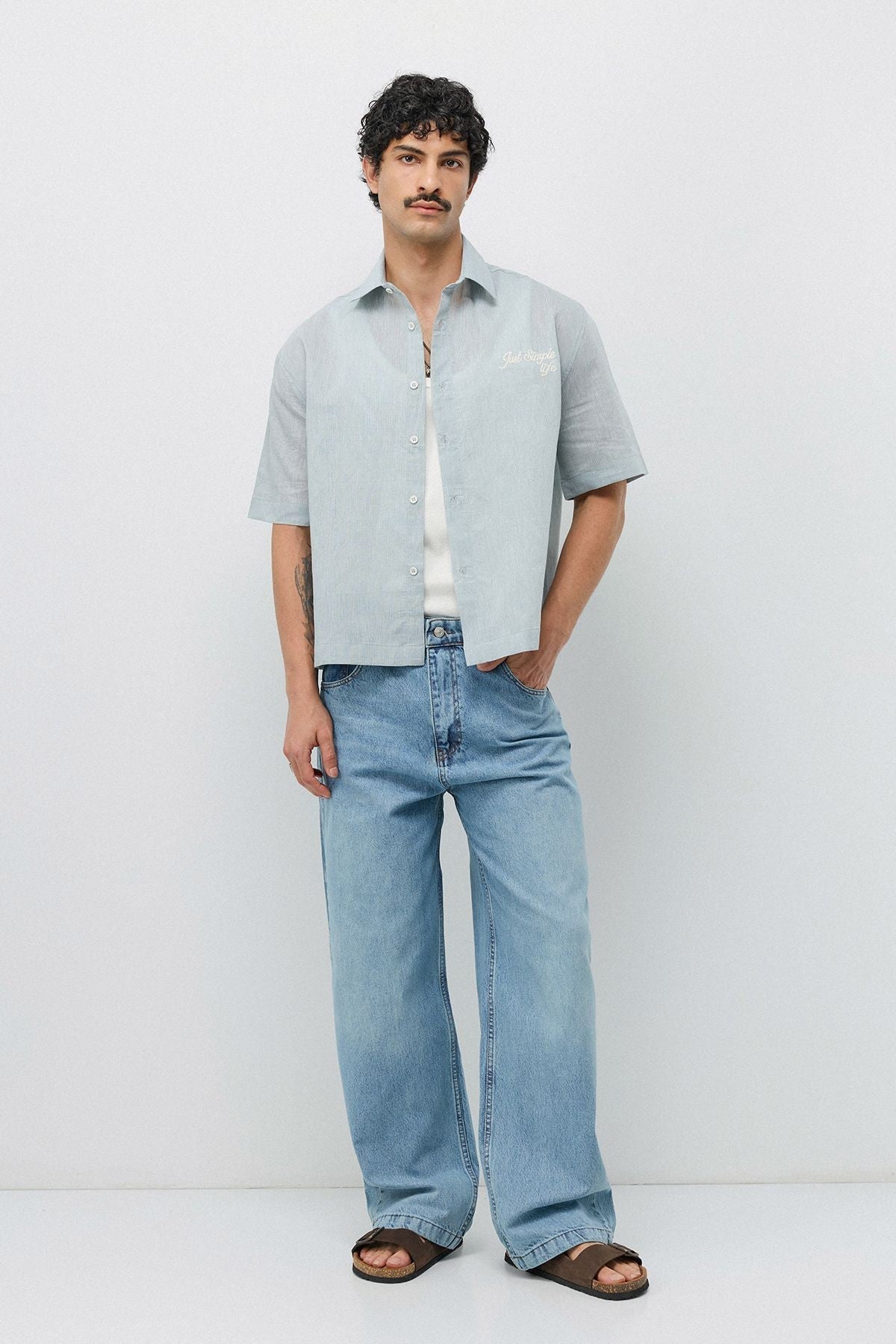 Embroidered Striped Box-Fit Shirt