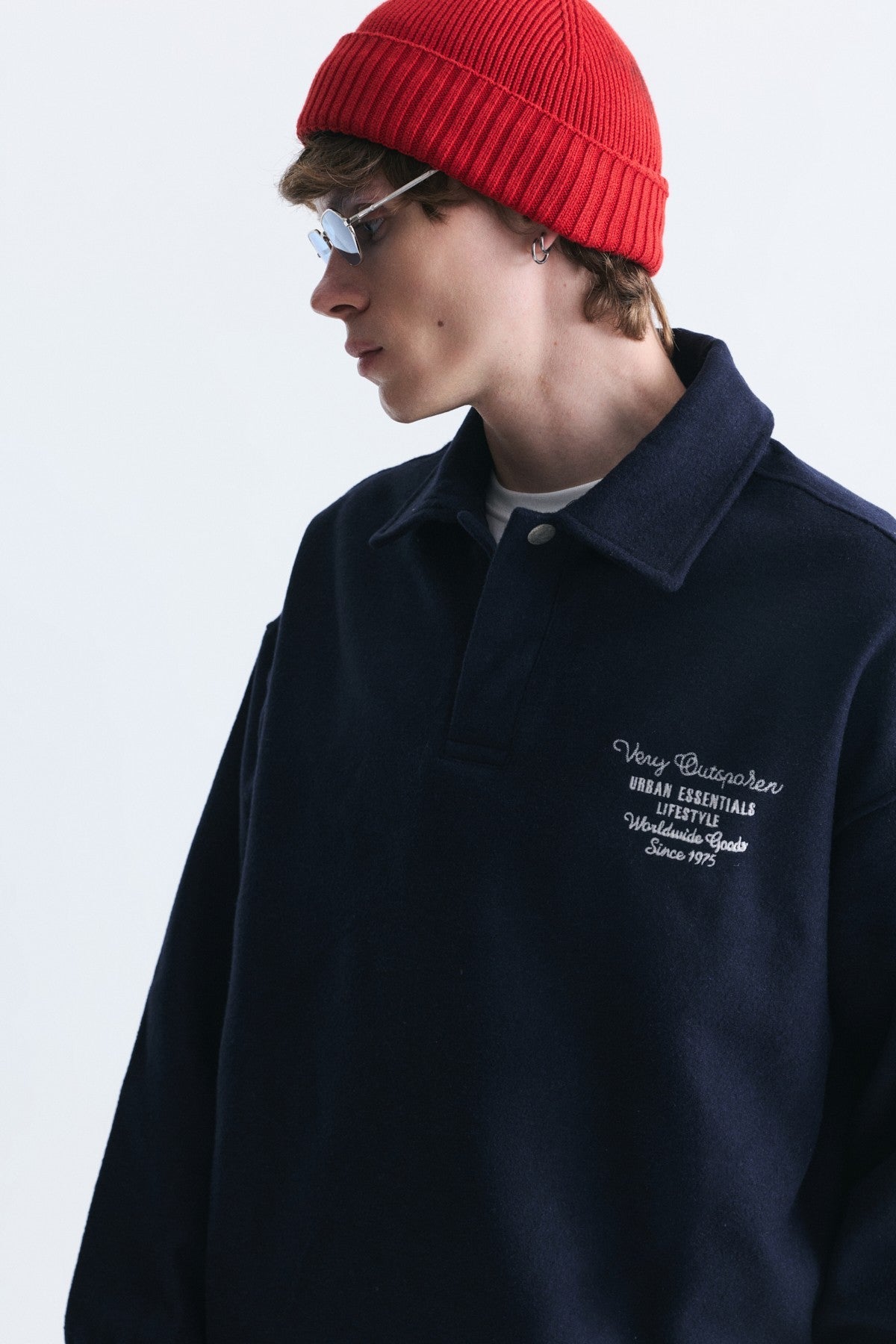 Boxy Fit Polo-Neck Sweatshirt