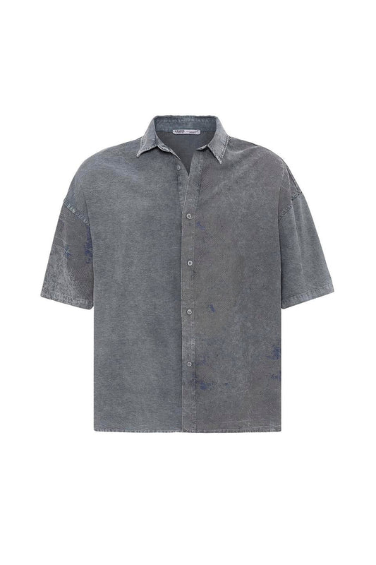 Oversized Short-Sleeve Tensel Shirt with a Washed Look