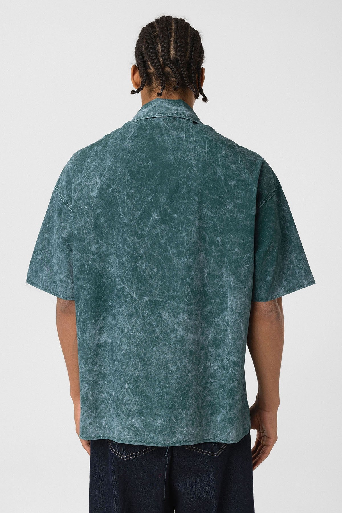 Oversized Short-Sleeve Shirt with Washed-Out Print
