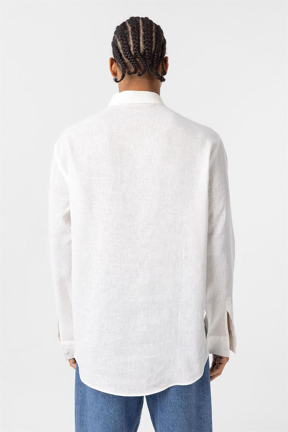 Basic Oversized Long-Sleeved Linen Shirt