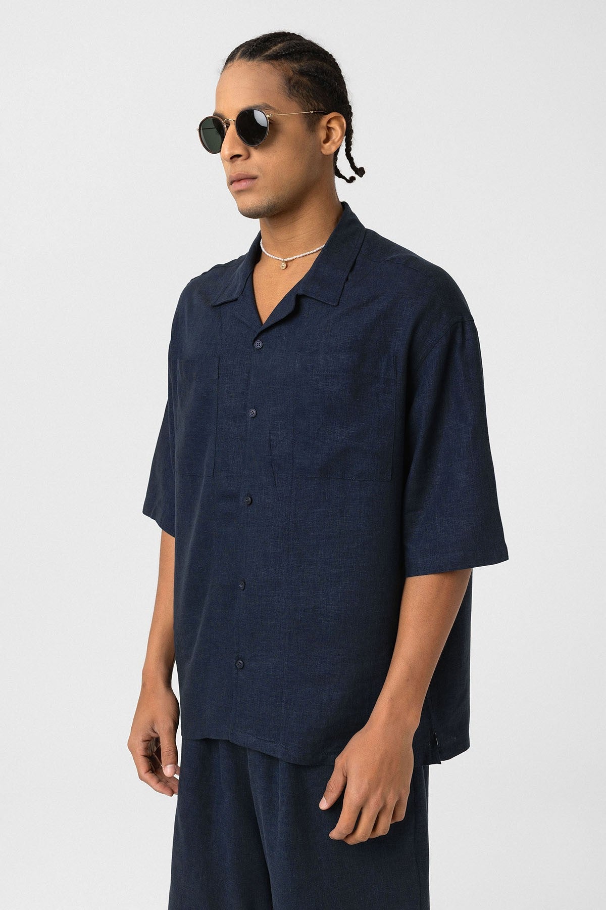 Oversized Linen Shirt with Two Pockets