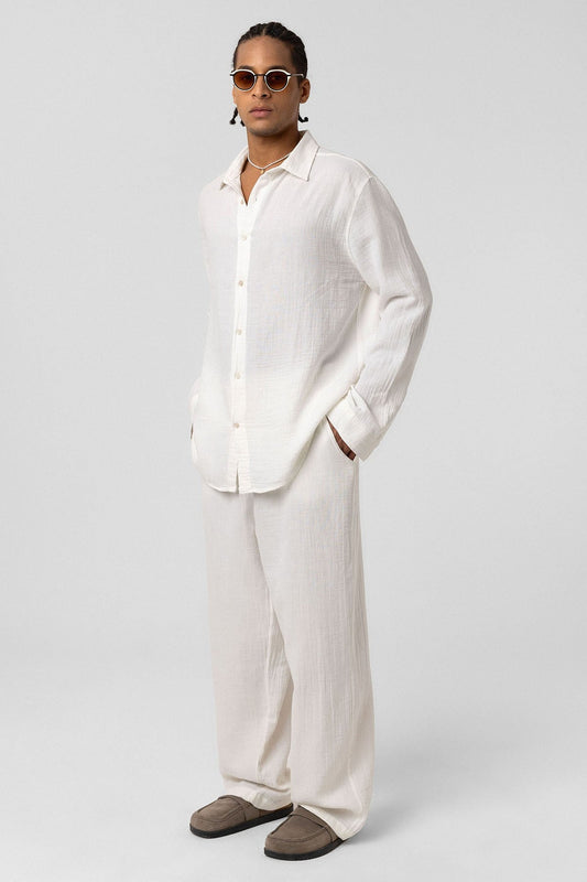Oversized Long-Sleeve Muslin Shirt