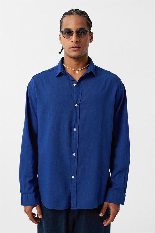 Basic Oversized Cotton-Linen Shirt