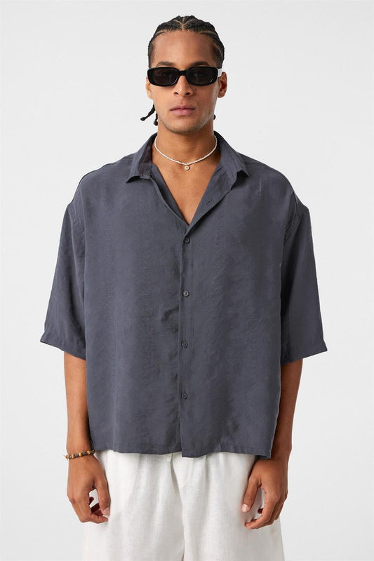 Oversized Short-Sleeve Modal Shirt