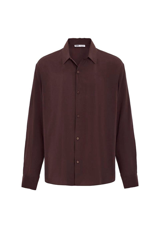 Basic Oversized Long-Sleeve Modal-Blend Shirt V40-61
