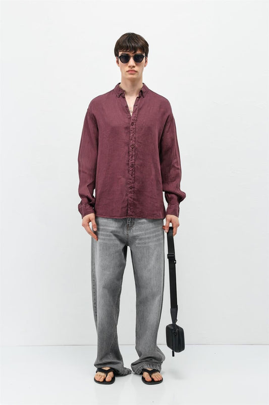 100% Linen Oversized Long-Sleeve Shirt