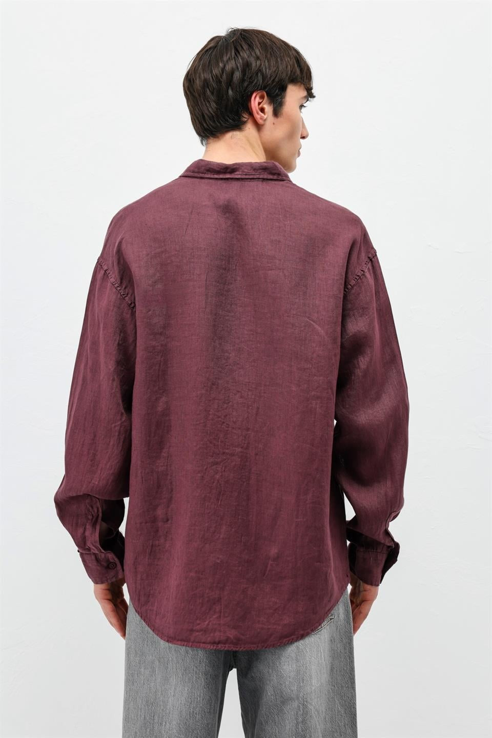 100% Linen Oversized Long-Sleeve Shirt