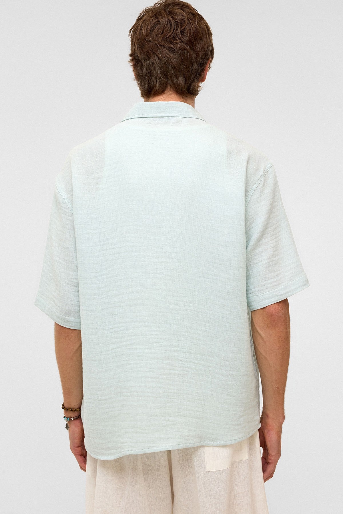 Oversized Short-Sleeved Muslin Shirt