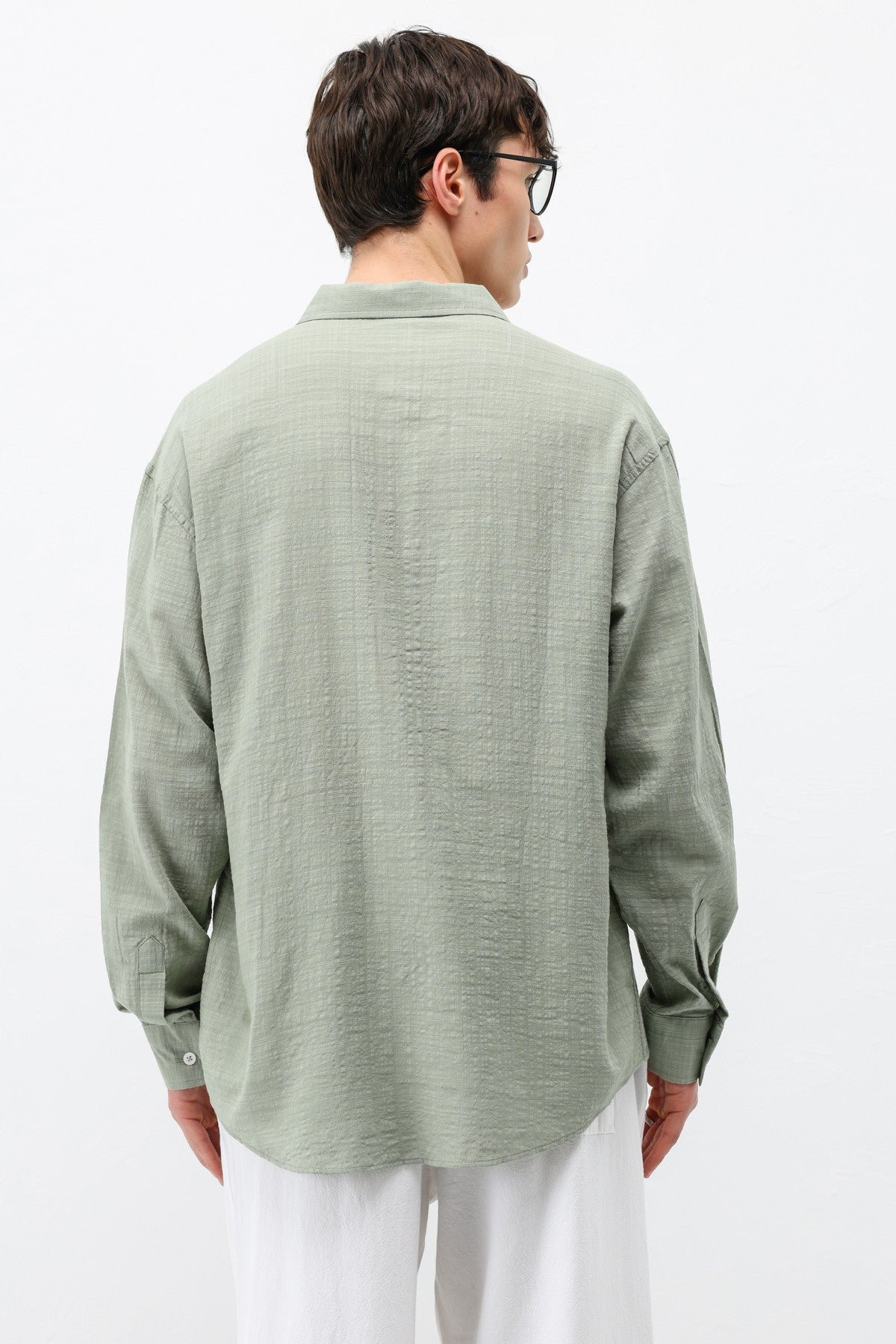 Textured Linen-Look Oversized Shirt