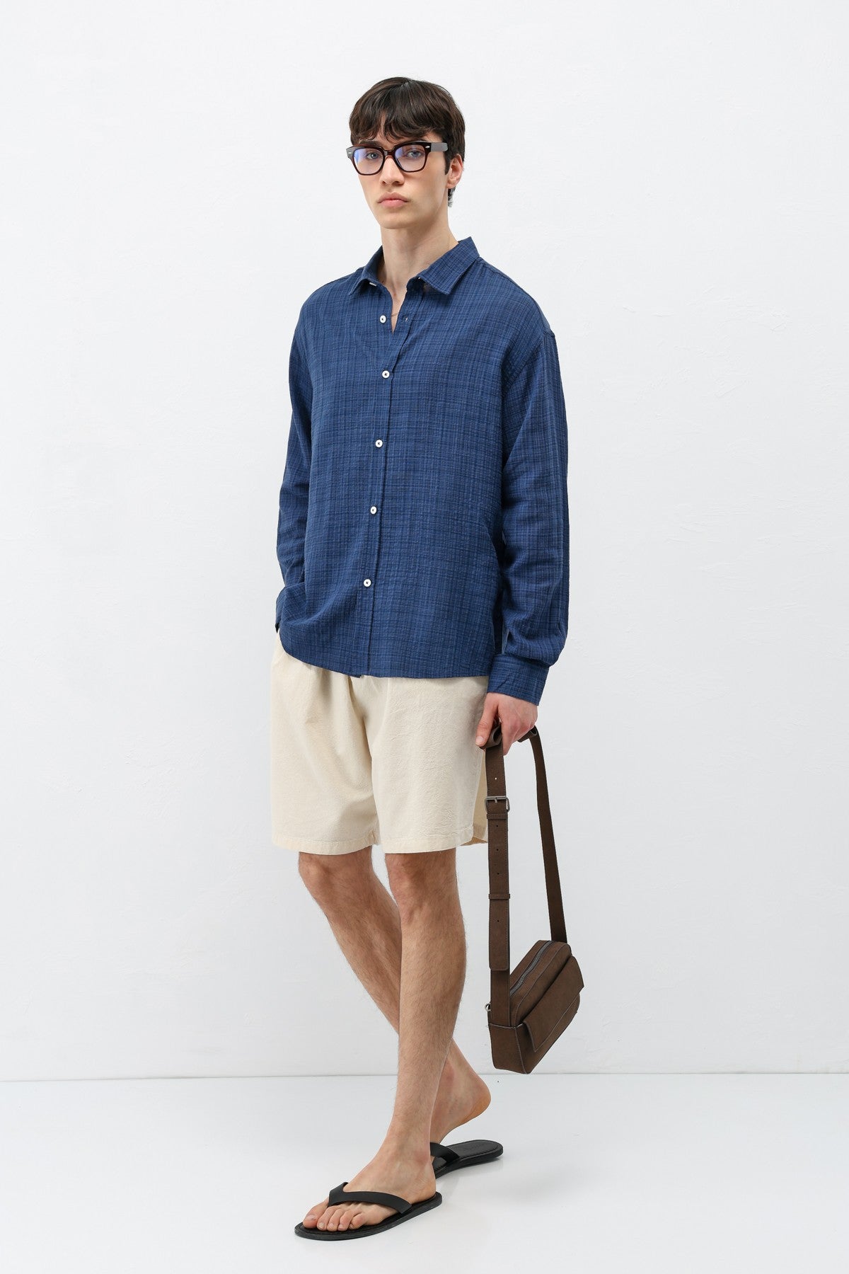 Textured Linen-Look Oversized Shirt