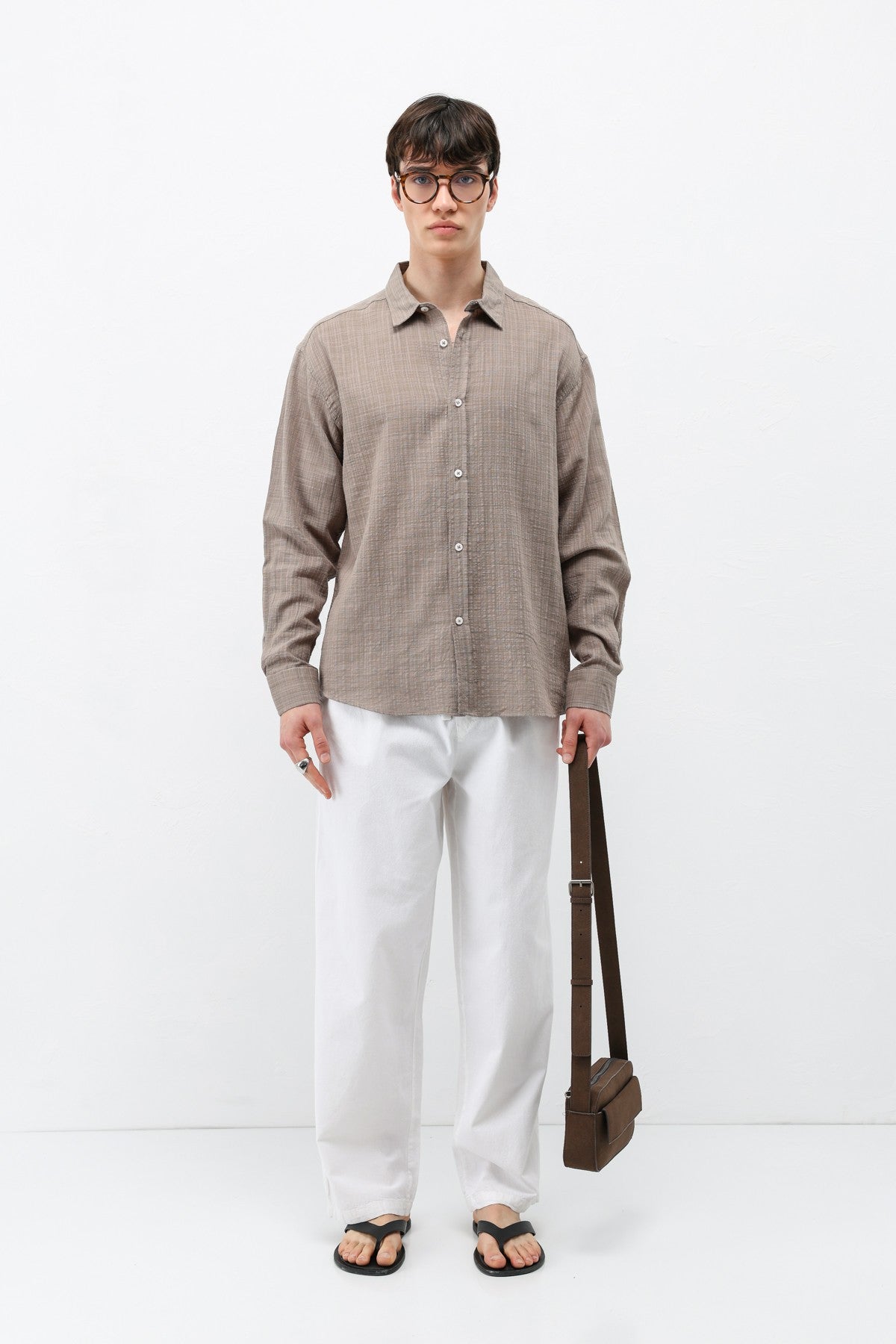 Textured Linen-Look Oversized Shirt