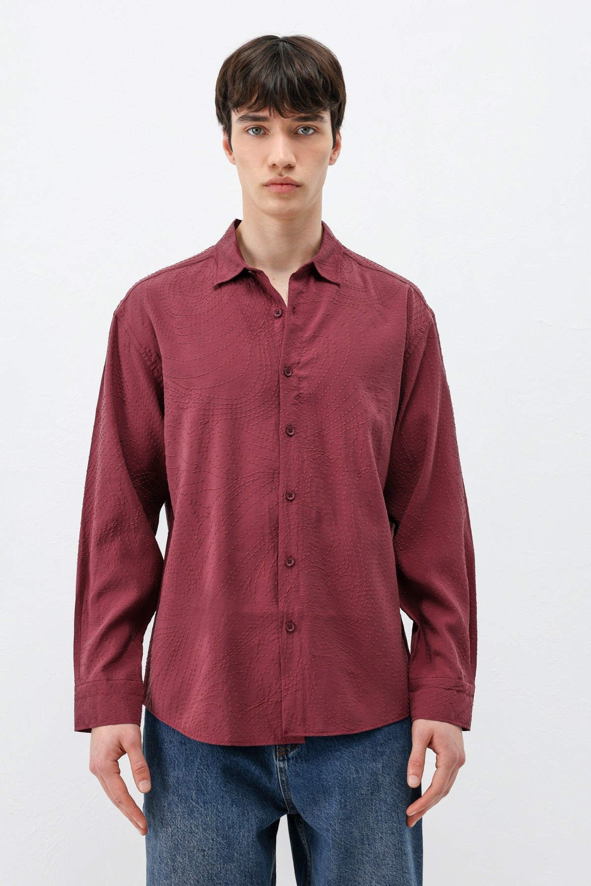 Oversized Shirt with Stitching Details