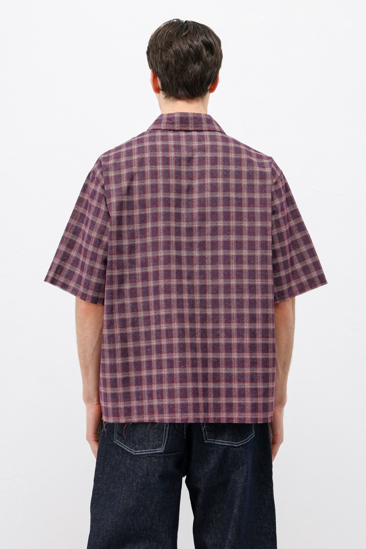 Checkered Short-Sleeved Oversized Shirt