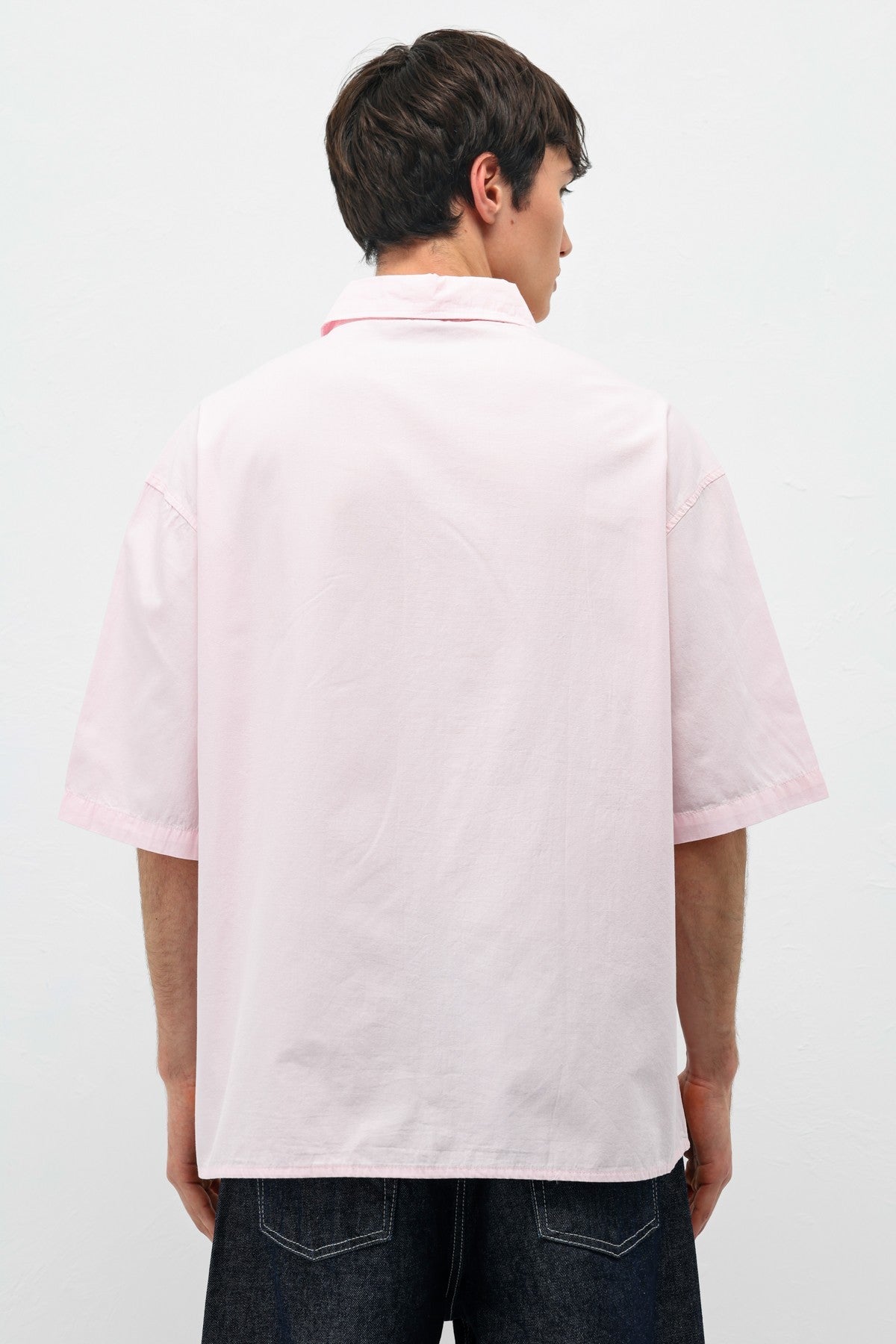 Oversized Short-Sleeve Shirt with Printed Text