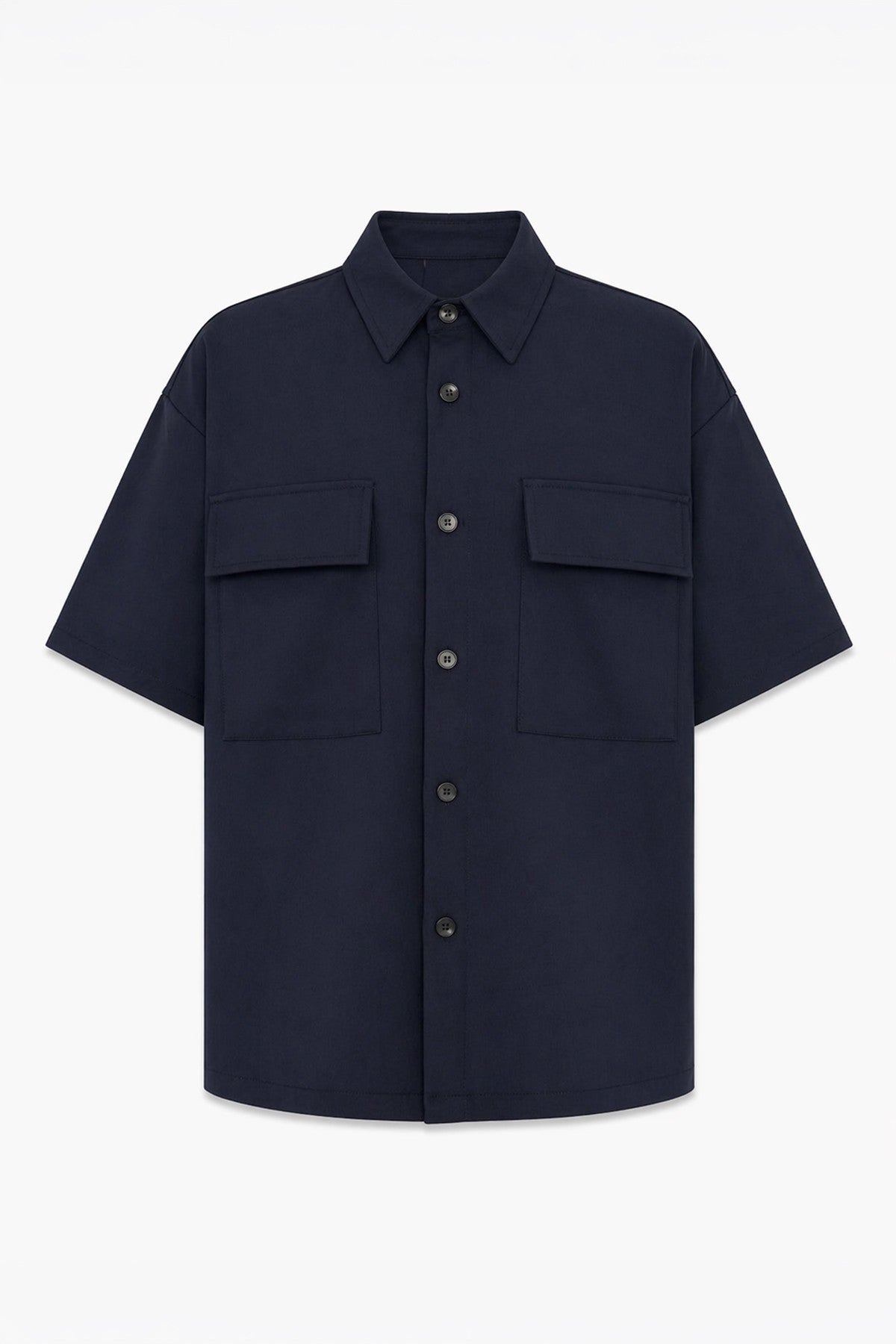 Oversized Stretch-Fabric Shirt with Pockets