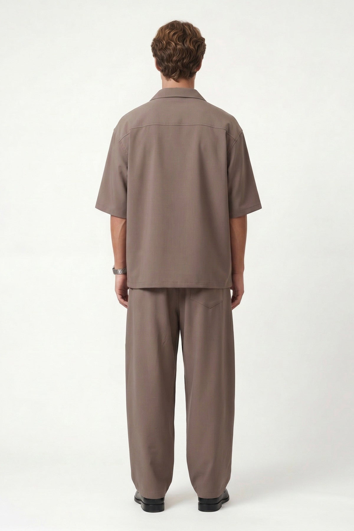 Oversized Stretch-Fabric Shirt with Pockets