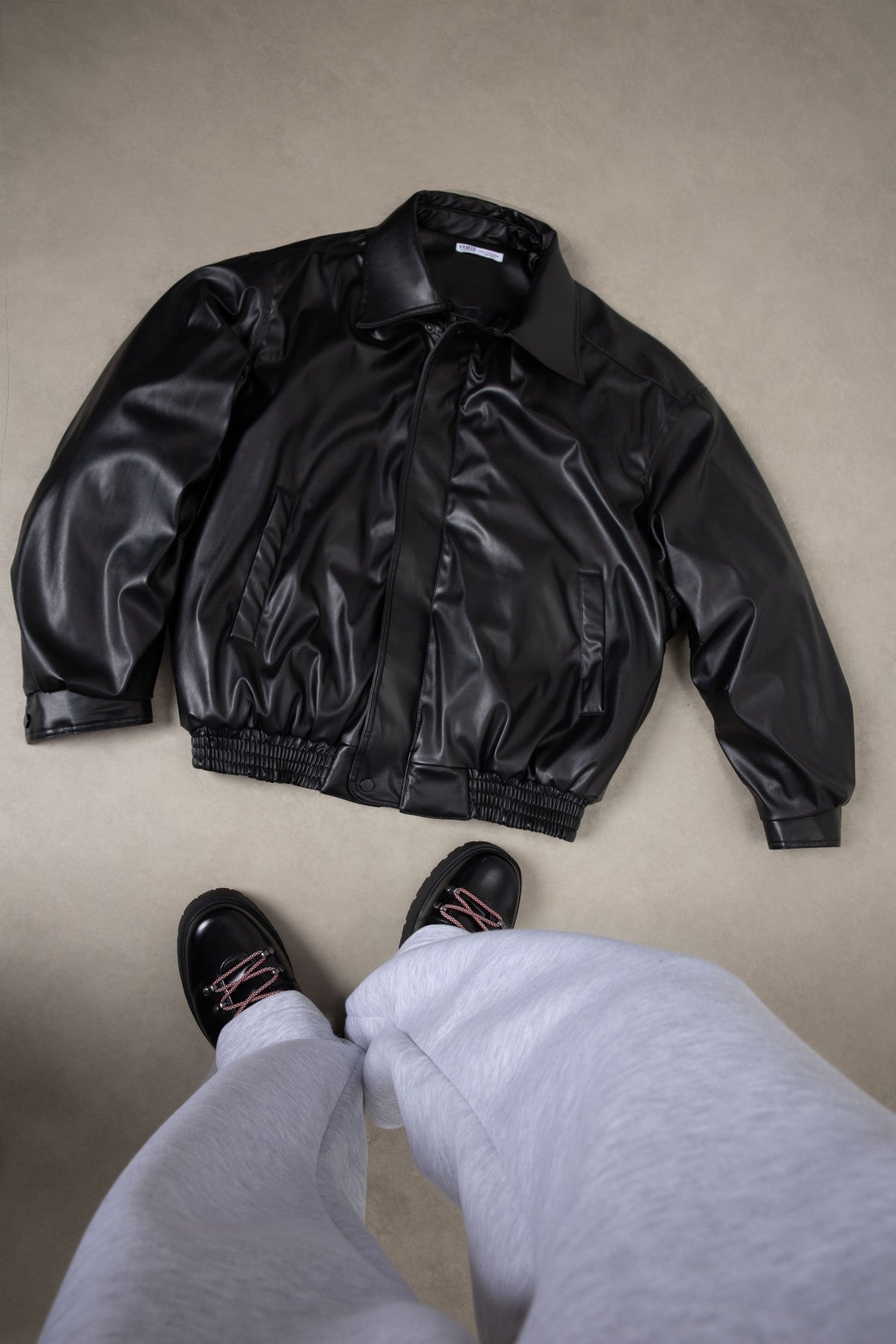 Basic Faux Leather Oversized Jacket
