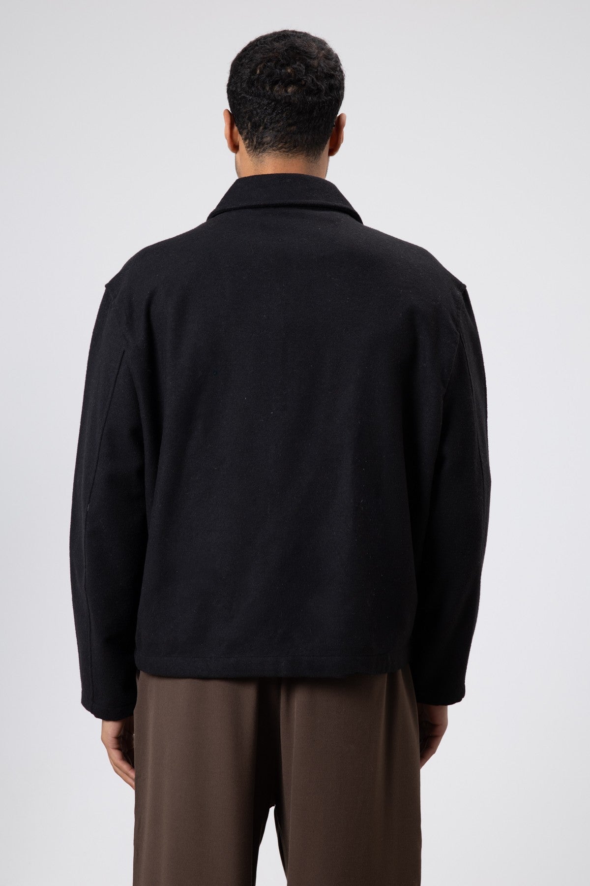 Oversized Zipper-Front Wool Coat